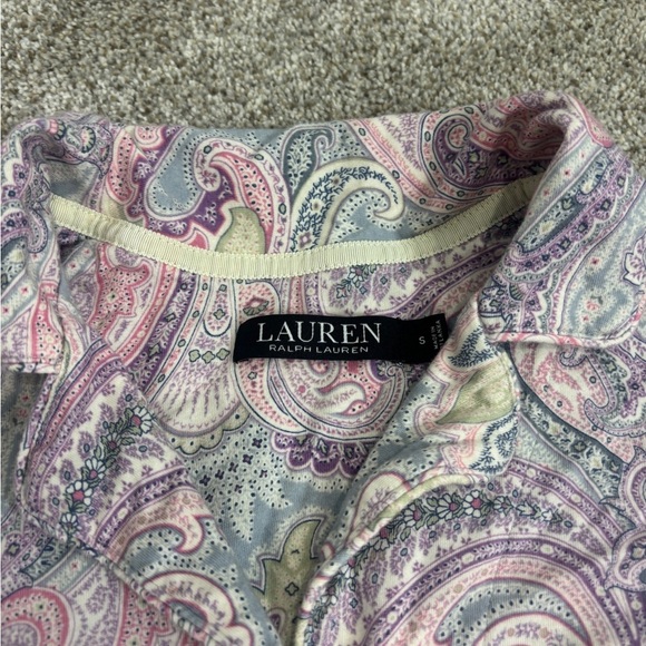Lauren Ralph Lauren Long Sleeve Paisley Button Down Pajama Set Women’s Small - Picture 10 of 11